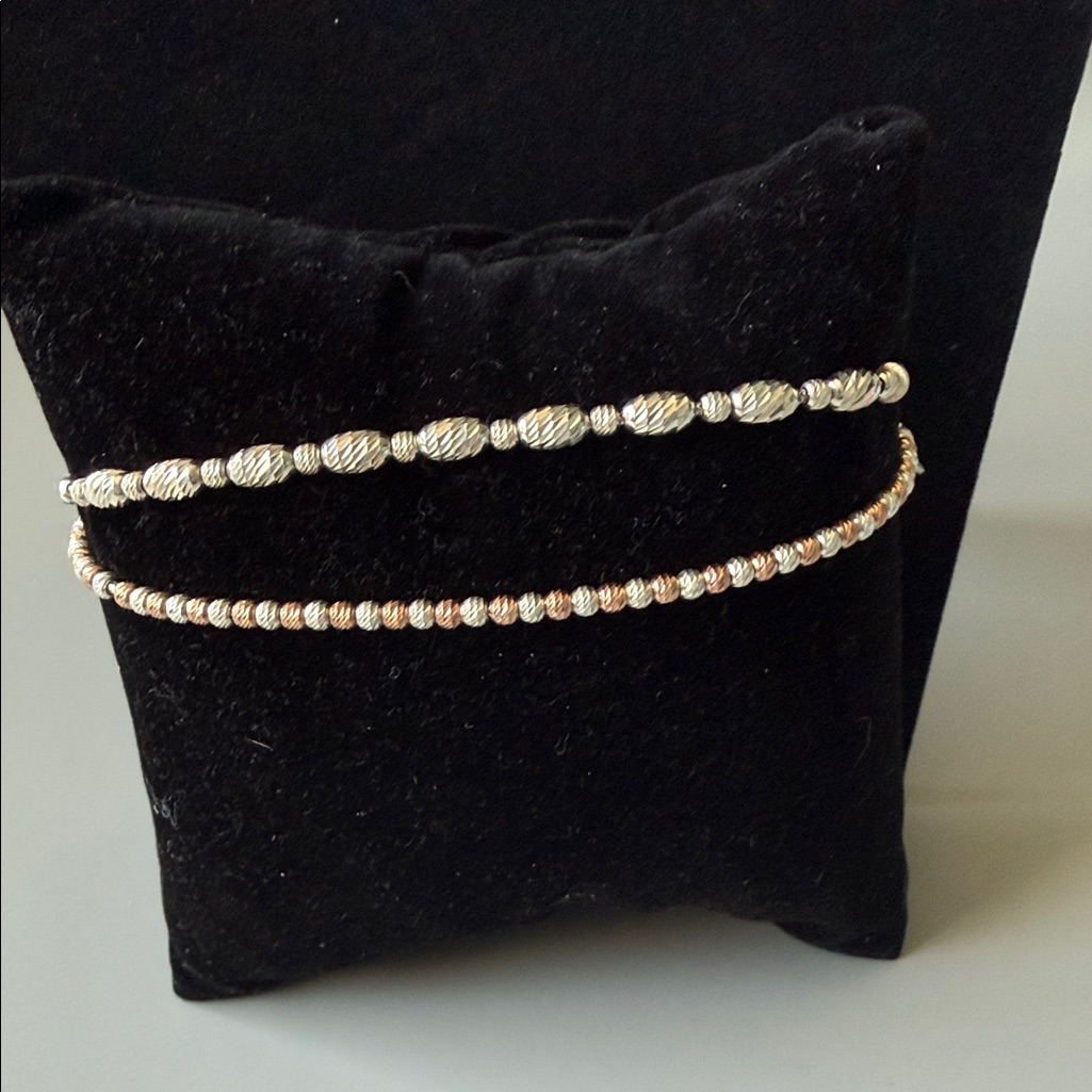 Dyadema Vermeil Sweetietwo-Tone Beaded Bracelet Set Adjustable 925 Silver 95$